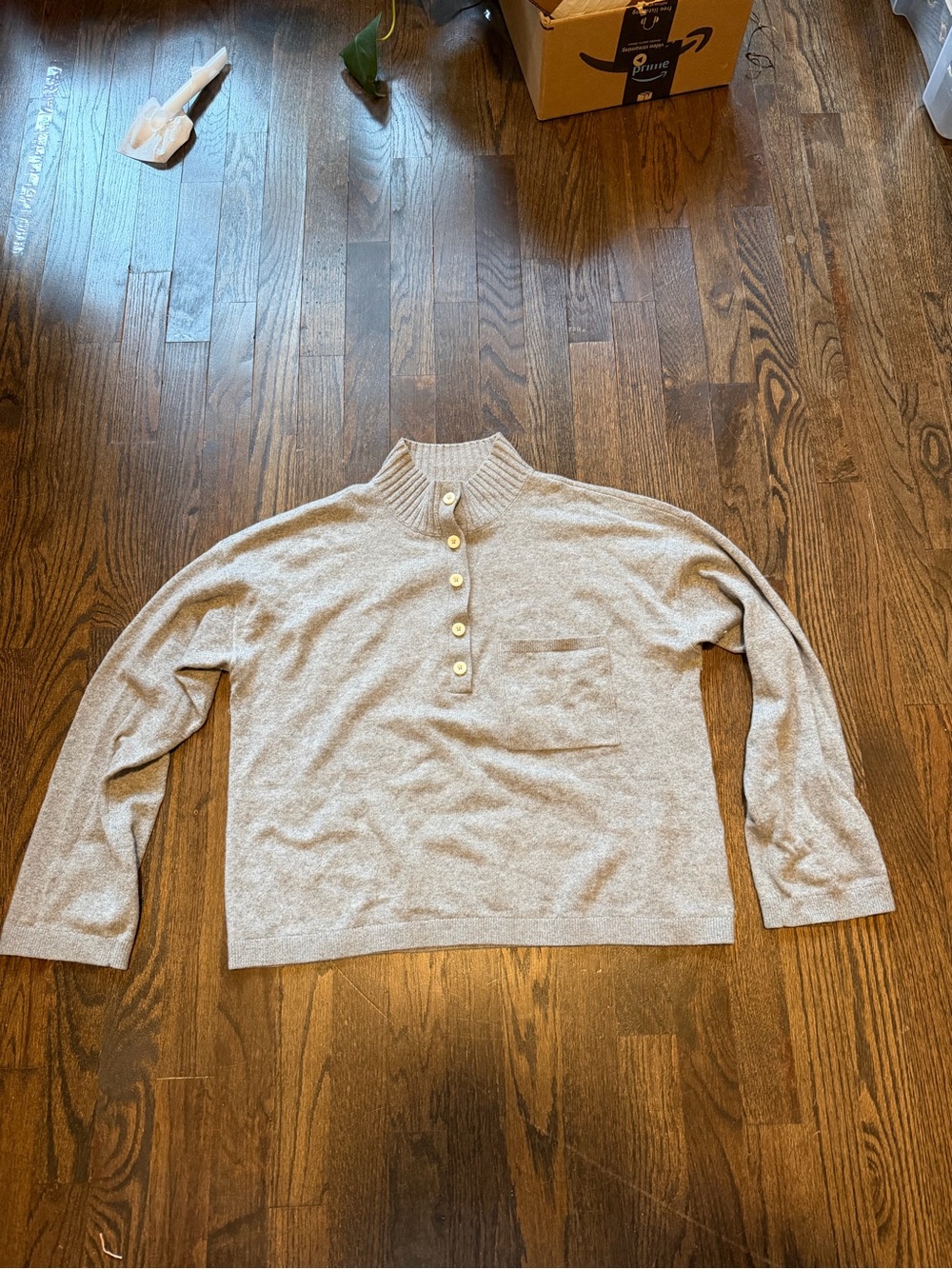 Everlane Light Gray Ribbed Mock Neck Sweater
